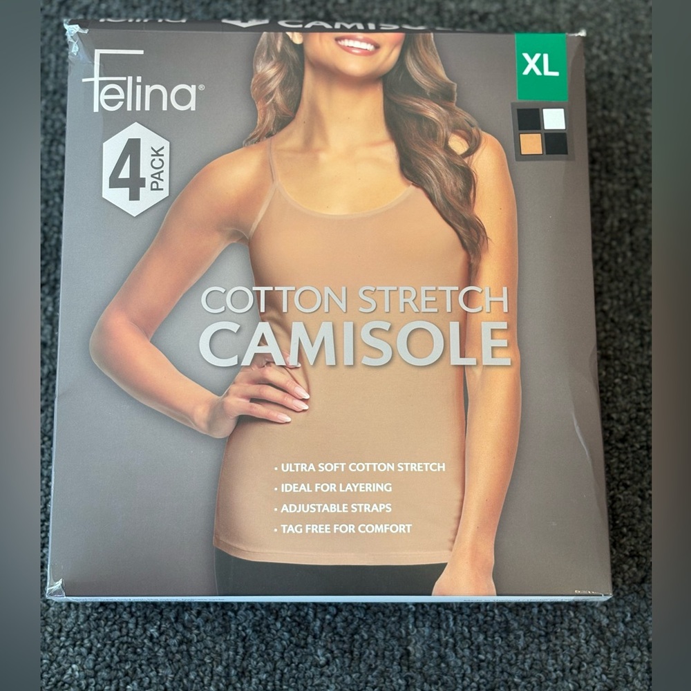 Felina Cotton Stretch Camisole 4-Pack - Beige